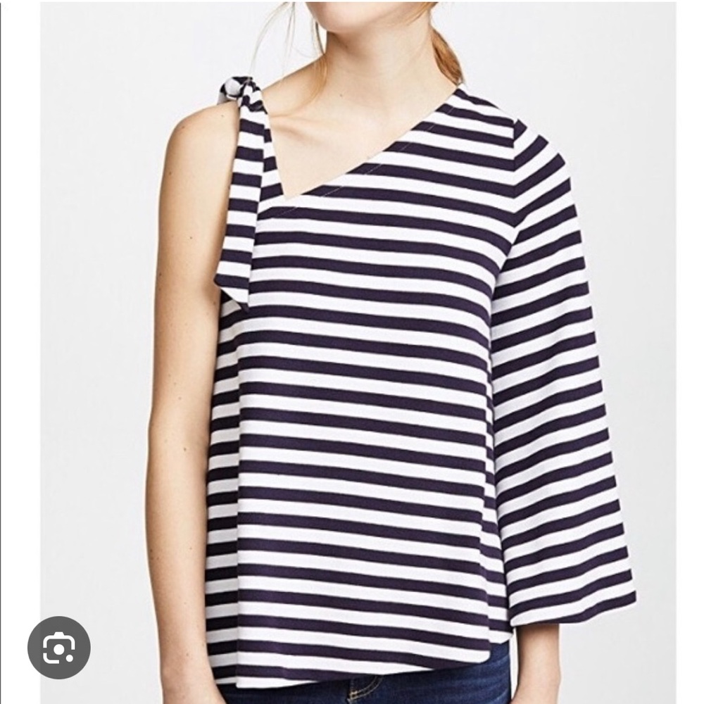 Club Monaco Striped One-Shoulder Top M